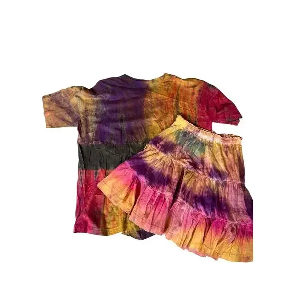 Vintage 80s Boom Women's Skirt & T-Shirt Set Tie Dye Purple One Size LARGE - Picture 1 of 4